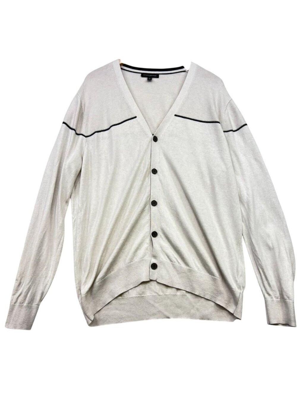 Banana Republic Men's V-Neck Button Up Cardigan Long Sleeve Size XL Off-White